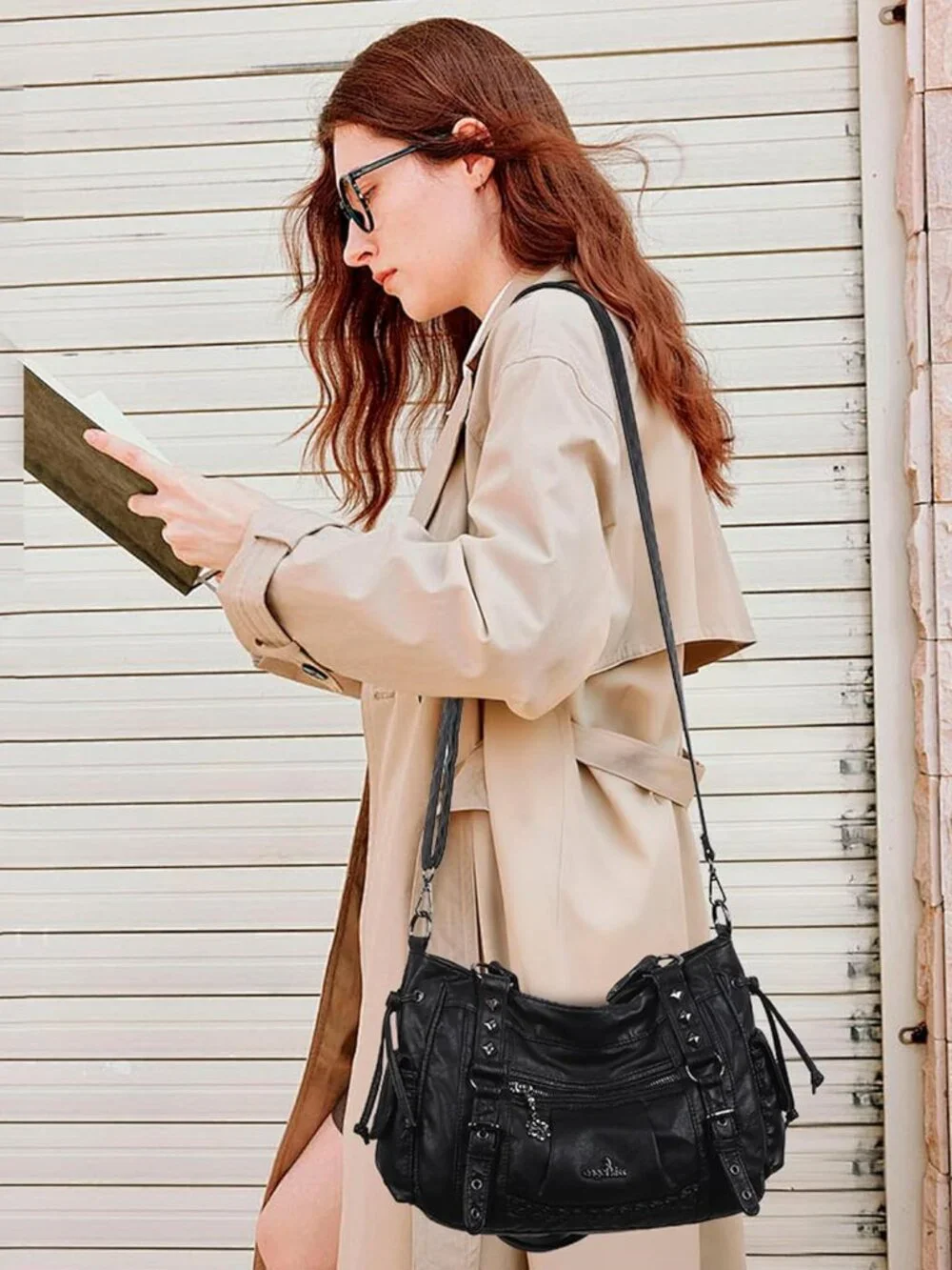 Shoulder Bag For Women Multi Pocket Retro Hobo Handbags Satchel Tote Bag - Picture 8 of 8